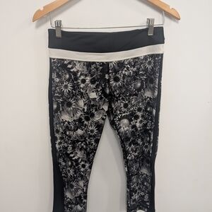 Lululemon Athletica Black and White Floral Cropped Pants